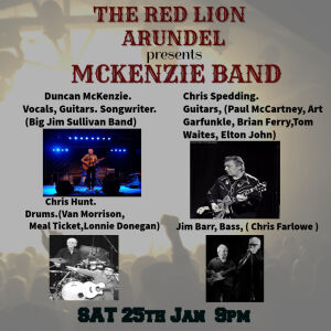 McKenzie Band play, The Red Lion, Arundel.<br />Sat 25th Jan. 9pm.  Free Entry.